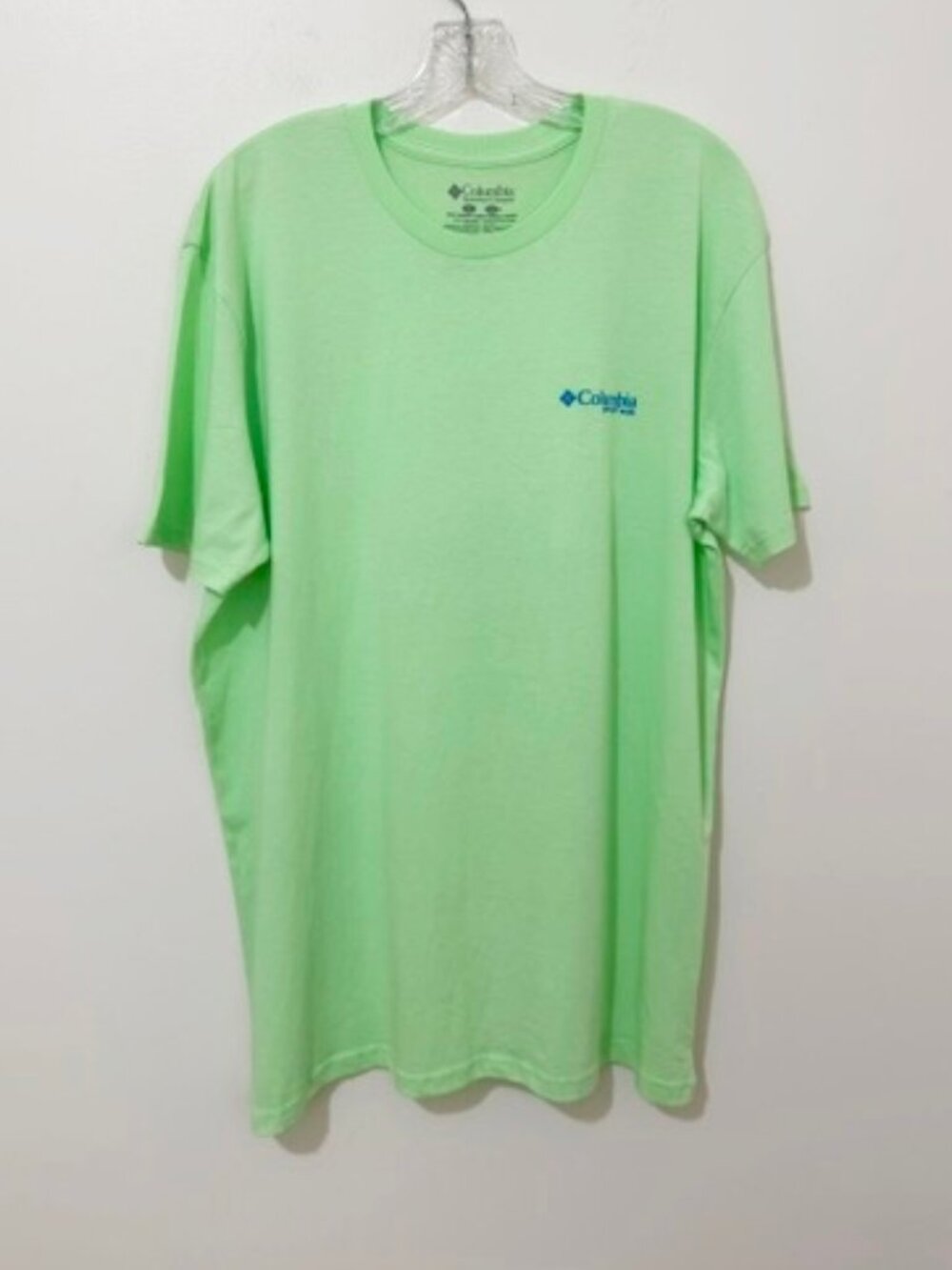 Columbia Lime Green Fish Screen Print T-Shirt Short Sleeve Men's Size XL NWOT
